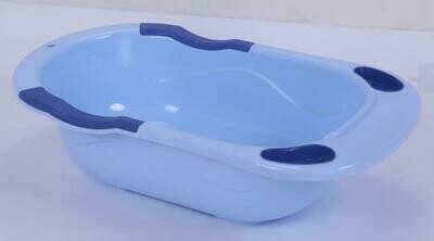 Portable Plastic Newborn Baby Bath Tub Set with Stand (Blue in Colour)