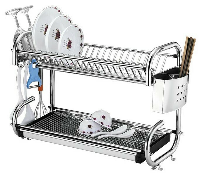 2 Tier Stainless steel Dish Rack With Spoon Drainer