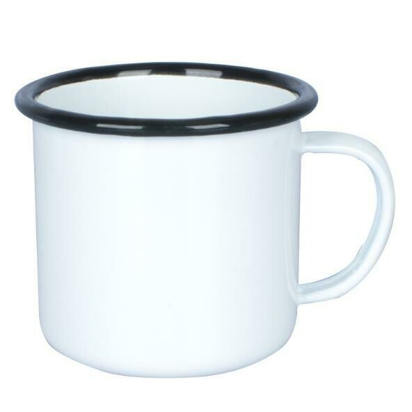White Enamel Rimmed Cup 6pcs set (1765)