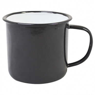 Black Enamel Rimmed Cup 350ml (Black)