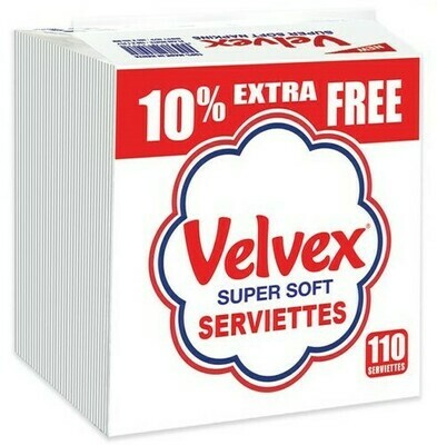 Velvex Serviettes White Plain