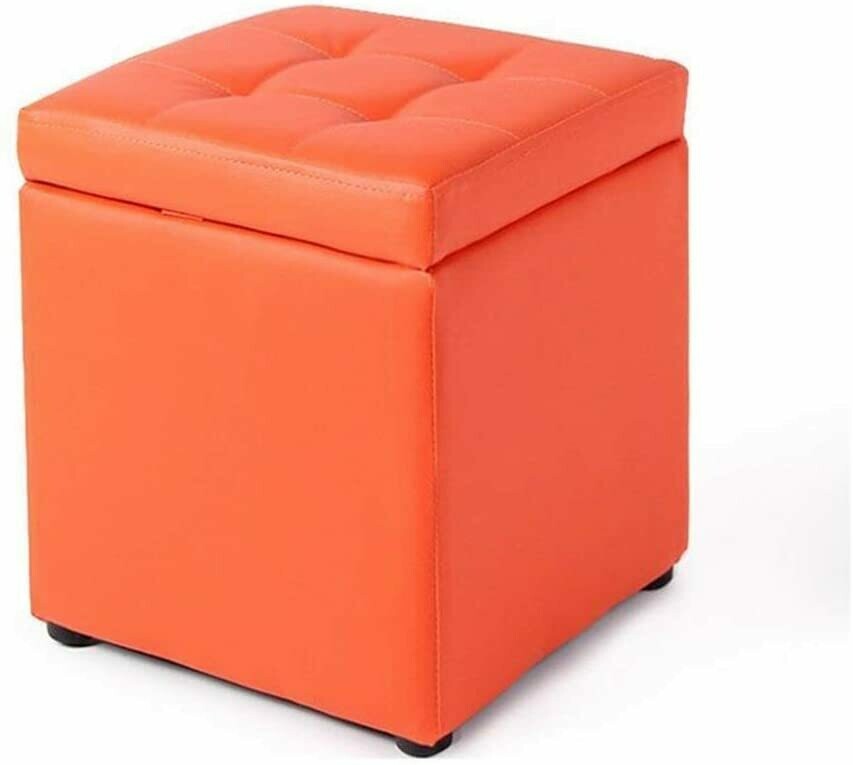 Storage Ottoman. size 14inc square.  Orange