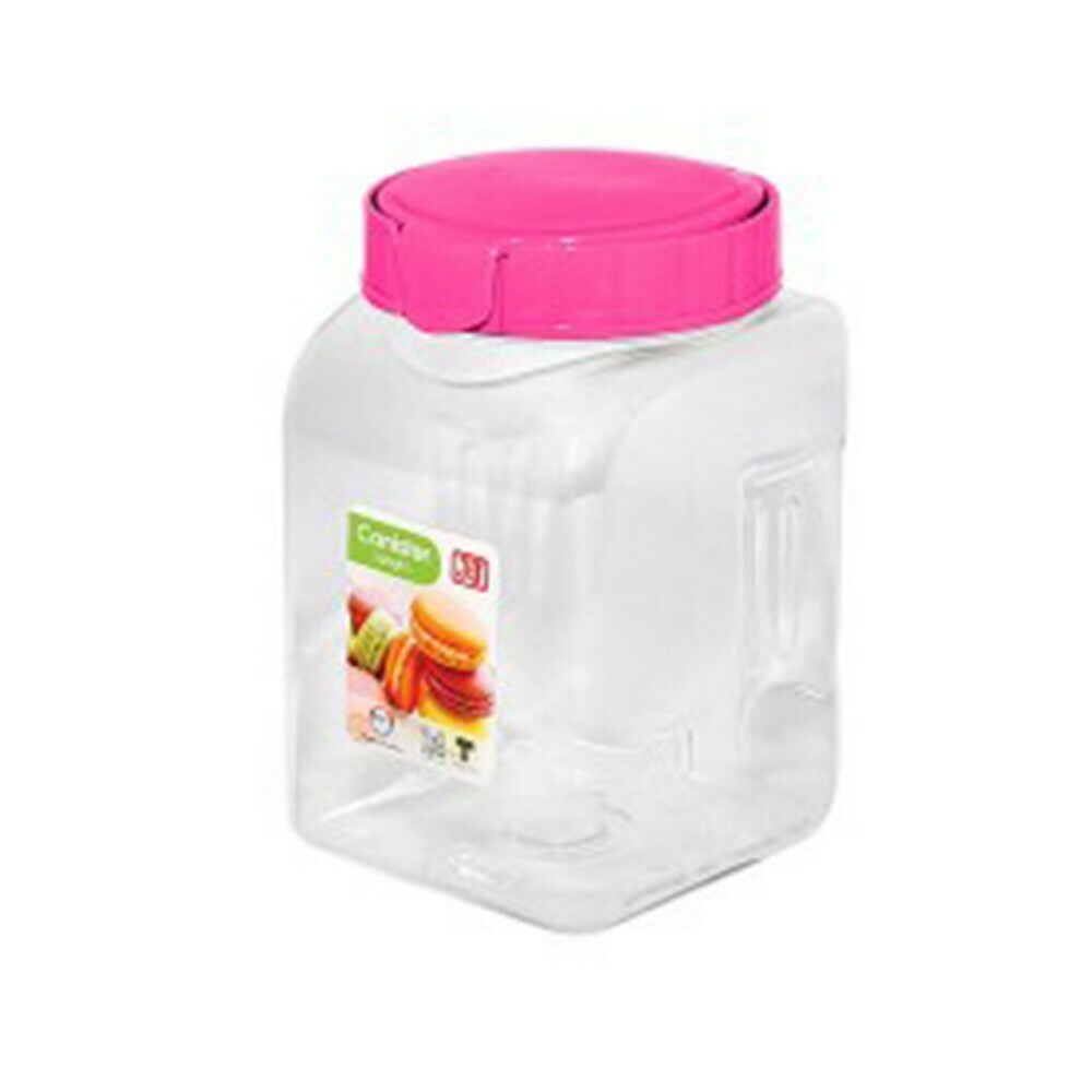 Plastic Food Canister 1050Ml. Ideal for food storage. pink or white lid #8123