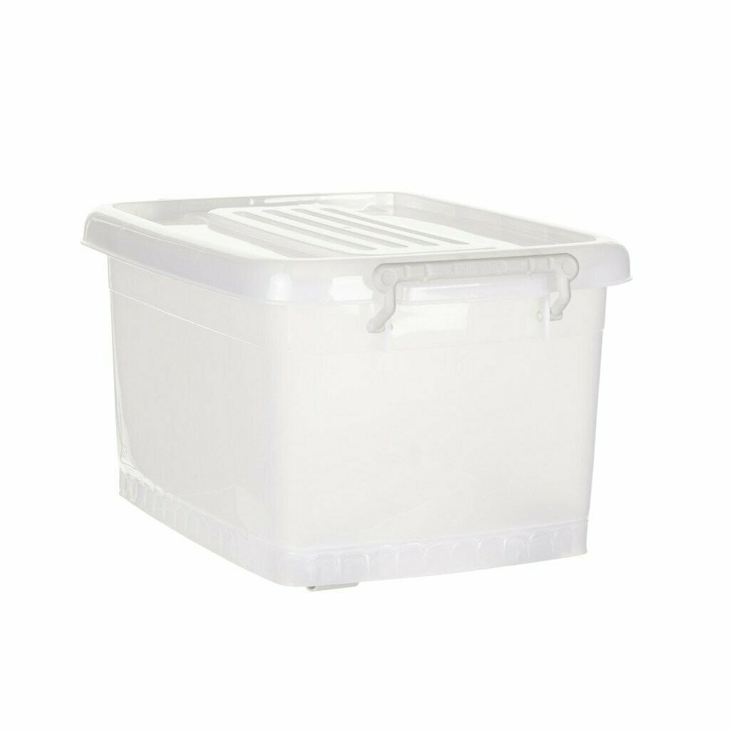 Transparent Storage solutions Box 50L with wheels and handles. Strong base