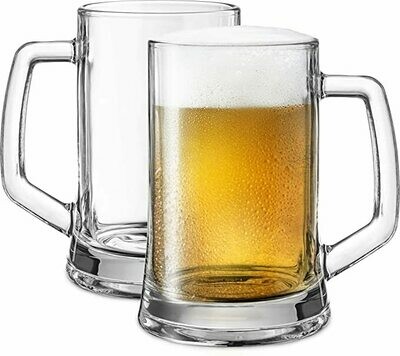 Pasabahce Beer Mug Glass With Handle, 500ML - Clear and Durable - 1 Piece (#55129-1C)"