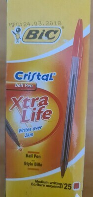 Bic cristal ball pen red pack of 25 pens