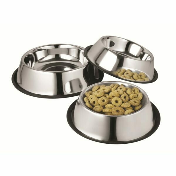 Stainless steel pet feeding bowl with anti skid