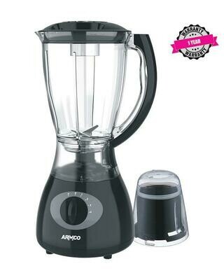 ARMCO ABL-355ECO-1.5L 2-in-1 Blender with Mill - 4 Speeds, Pulse, Powerful 350W Copper Motor, Black and Silver