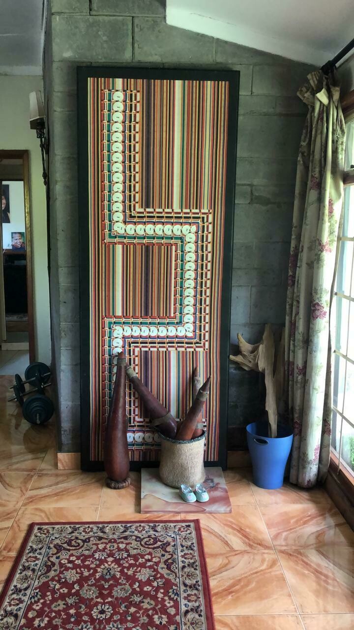Maasai Art inspired Kisamis beadwork print Interior Deco piece by Maasai Accents PNN66
Size 65cmx175cm
