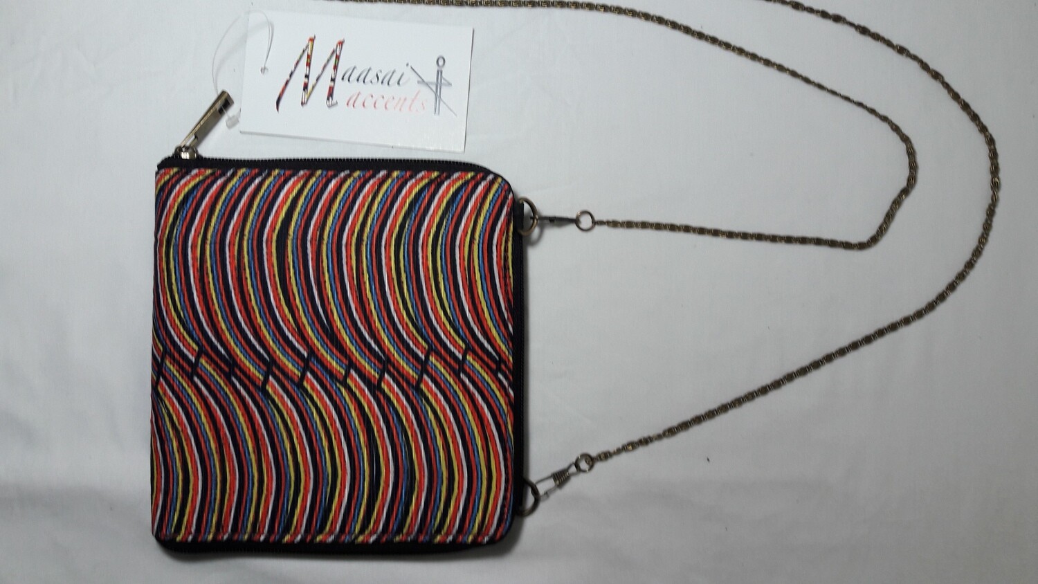 Maasai Accents®, Kitenkela beadwork print , sqaure sling. #MAS03-01
