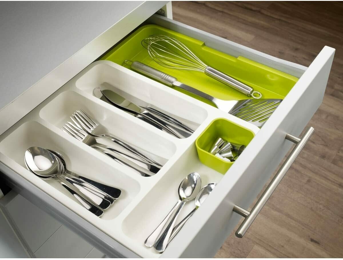 Expandable cutlery organizer tray 14" drawers organizer. Double layer format