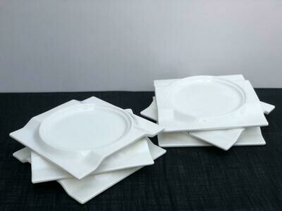 Ceramic Dessert Plates 6-piece Set | Compact White Serving Plates 7.5"x7.5