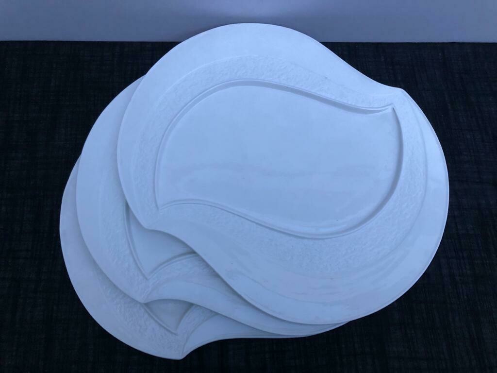 Ceramic Dessert Plates 3-piece Set | Versatile White Serving Plates 12"x10" A16"