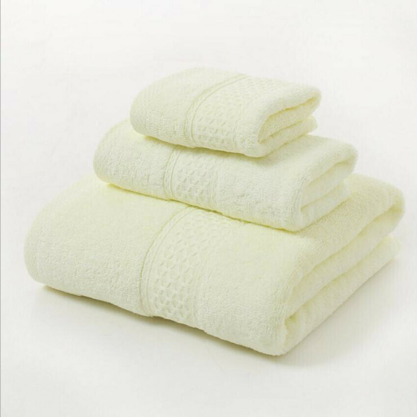 Soft Towel set 3-Piece- Bathroom Towel, Hand Towel Face Towel cream 70*140,40*70,30*30 #Dgm