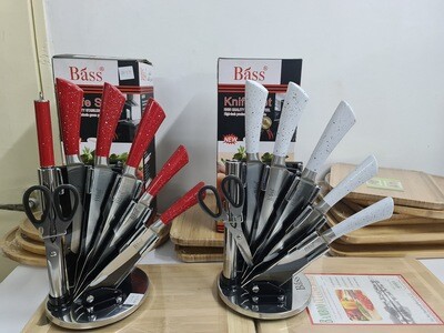 Bass Knife set 7pcs aesthetic rotating stand #5214 set of durable knives kitchen tools