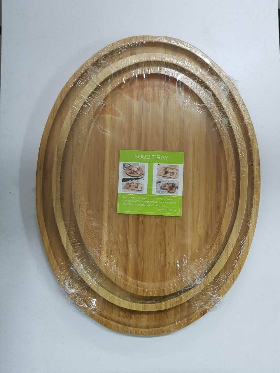 Bamboo chercuturie board food tray Oval set of 2 30X40cm & 25x33cm