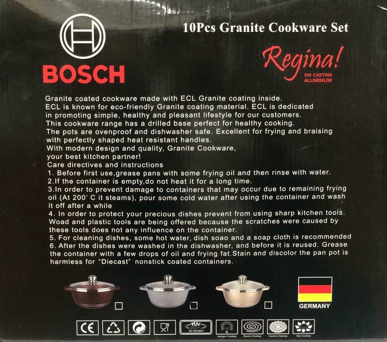 BOSCH Granite Non Stick Coating Cooking Pot Set 10 Pcs
