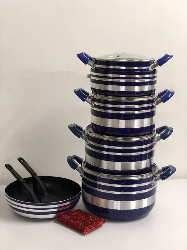 Sungura non stick cooking pots set 10pcs Blue (8060)