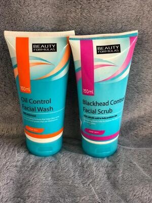 Beauty Formulas Oil Control Facial Wash PLUS Blackhead Control Facial Scrub 150ml