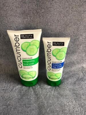 Beauty Formulas Cucumber Facial scrub and Clay Mask