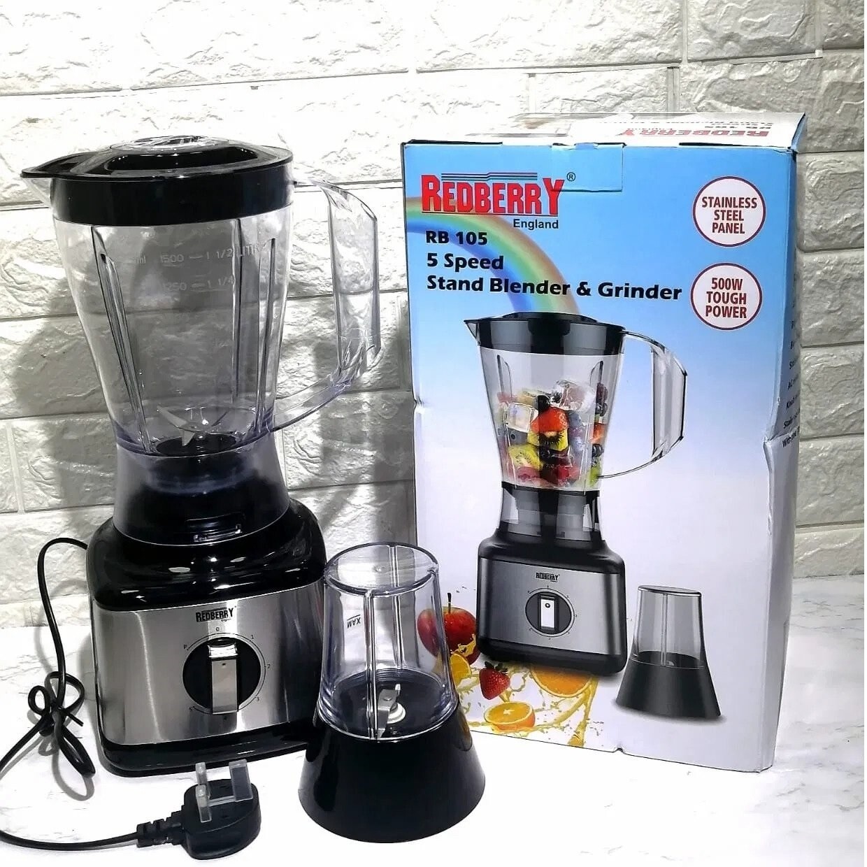 RedBerry Blender and Grinder RB105. 5 speed stand blender and grinder. 500W crushing power