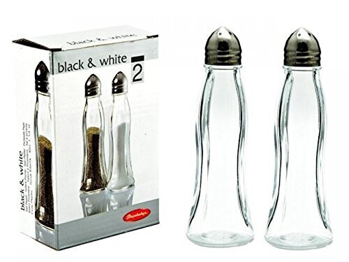 Pasabahce Black and White Salt and Pepper, 2-Pieces #80030