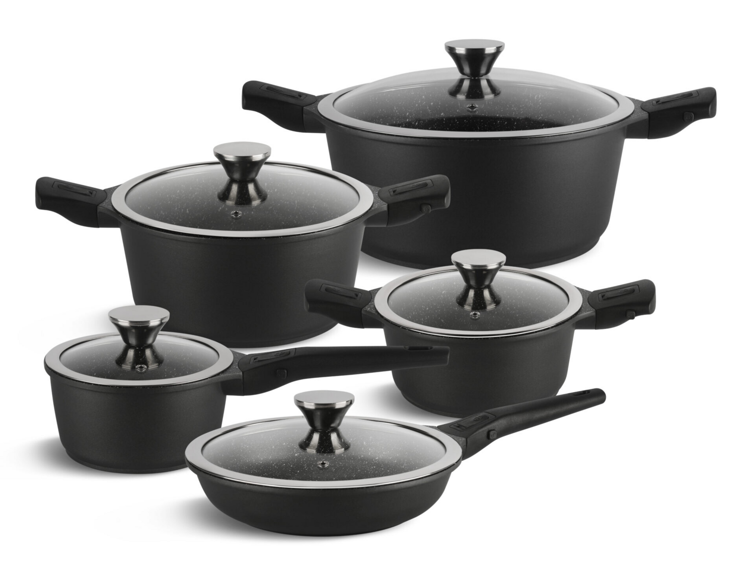 Edenberg Non Stick Cookware marble Coated suitable for Induction 10pcs EB-5632