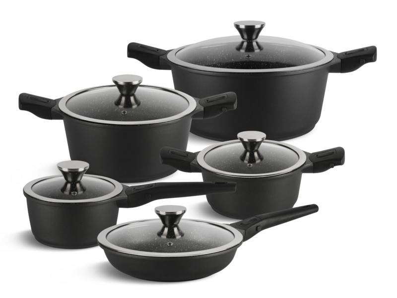 Edenberg Non Stick Cookware marble Coated suitable for Induction cookers 10pcs EB-5632