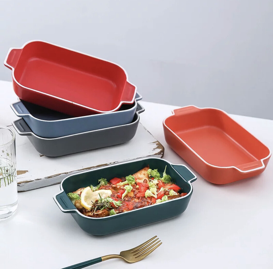 Ceramic baking bowls 7”Heat Resistant rectangular