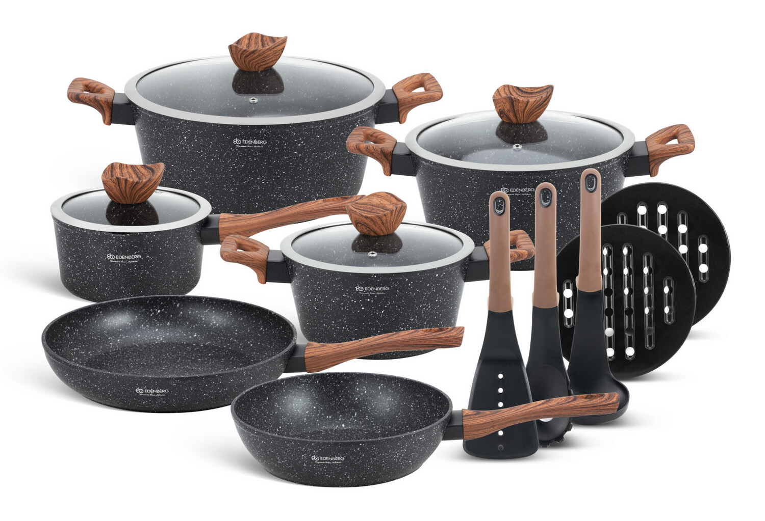 Edenberg Cookware set with kitchen tools 15pcs EB-5617