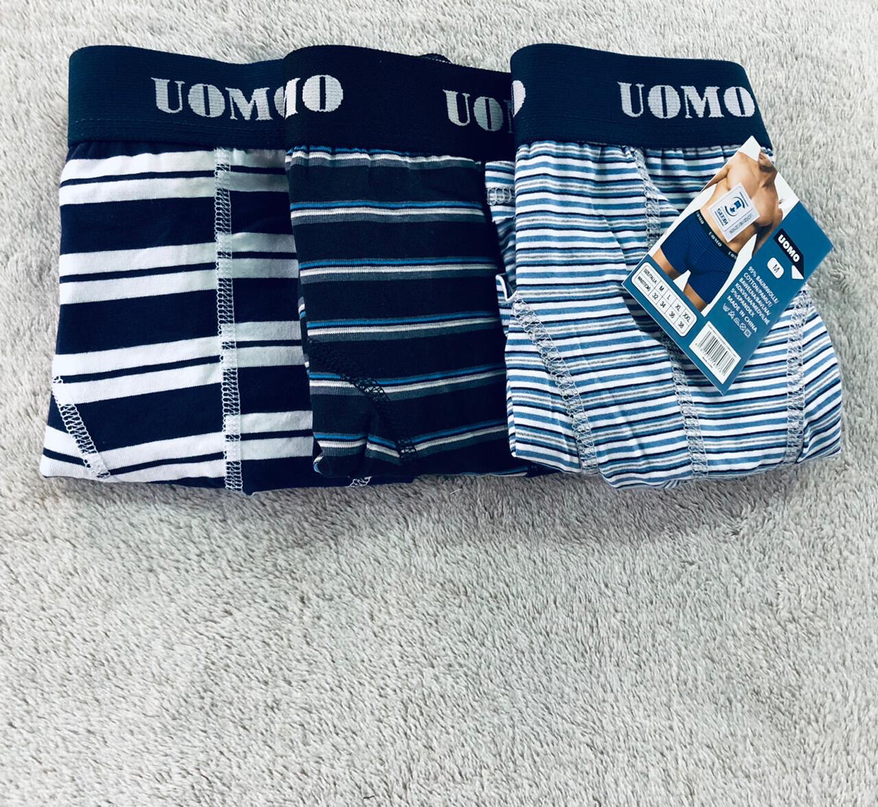 Uomo Underwear Men’s Boxers - 3-Piece Pack, Medium