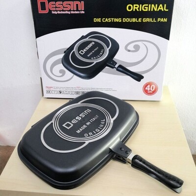 Dessini Double Grill Non-Stick Pan 36cm - Complete Set with Free Spatula and Apron for Culinary Delights!