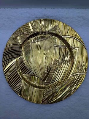 Acrylic Charger plates 32cm golden with many designs. gift wrap plate