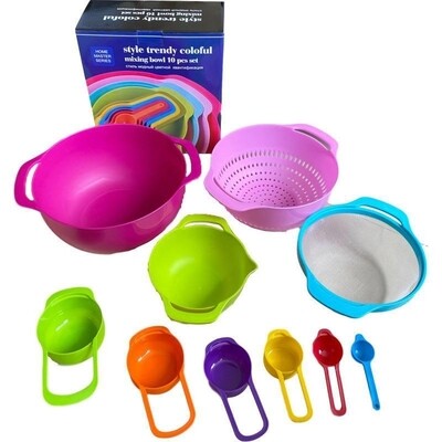 10 in one measuring bowl, sieve, collander, measuring cups 10 in one measuring bowl, sieve, collander, measuring cups