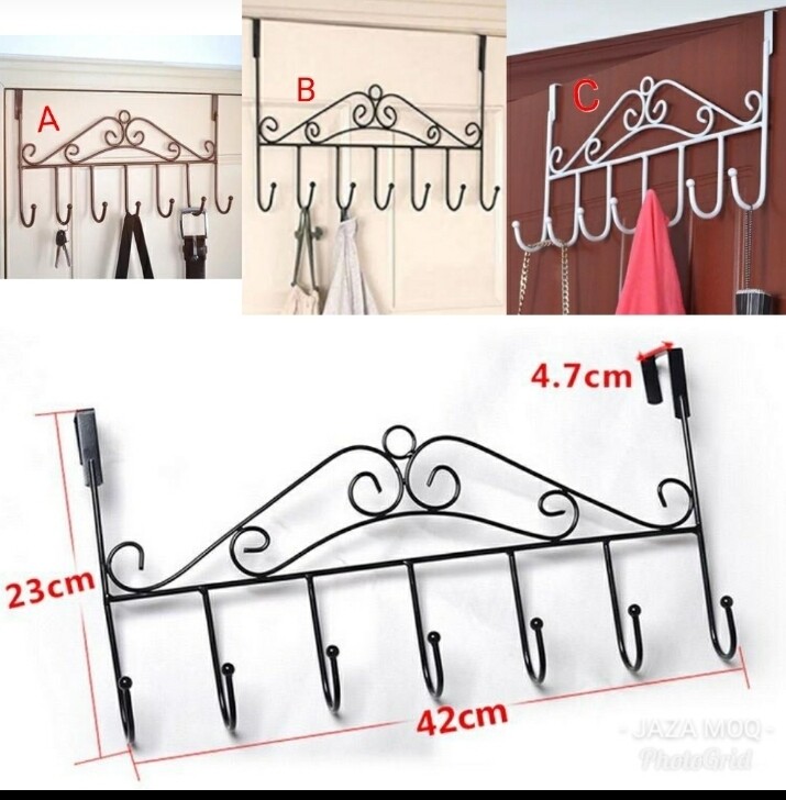 Over the door hanger white brown or black usage kitchen bathroom bedroom. black