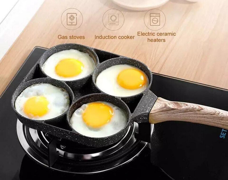 Granite non-stick 4 In 1 egg Pan pancakes Mini Pancake Pan Omelette  4 in 1 Burger Maker for Breakfast4 slot multipurpose pan