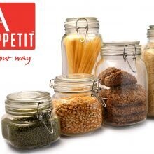 Bon Appetit Glass Clip Jars set of 3 1.5L, 2L & 3L, with Clip lock Allows jar to stay airtight