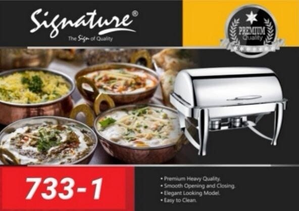 Signature 9L Stainless chafing dish with glass window (3 compartments)