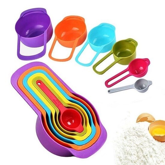 Measuring Cup and Spoons Set - 6 Pieces - Multicolor - 7.5ml to 250ml