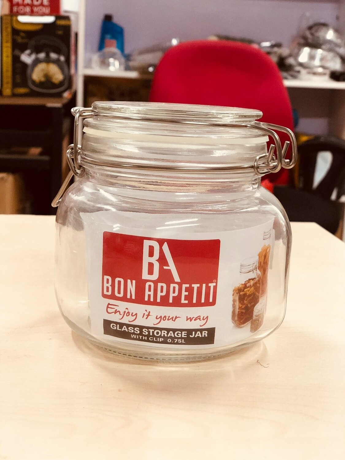 Bon Appetit Glass Clip Jar 0.75L with Clip lock Allows jar to stay airtight