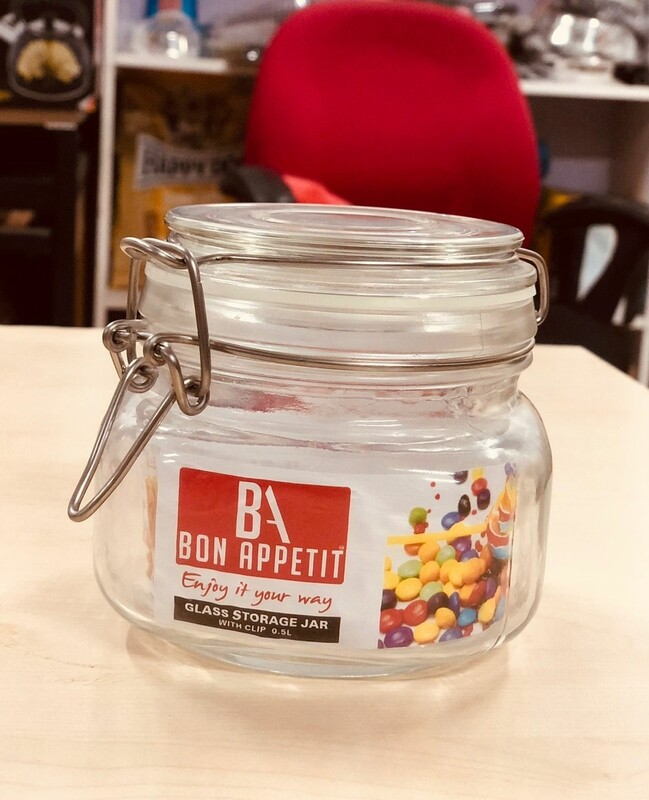 Bon Appetit Glass Clip Jar 0.5L with Clip lock Allows jar to stay airtight