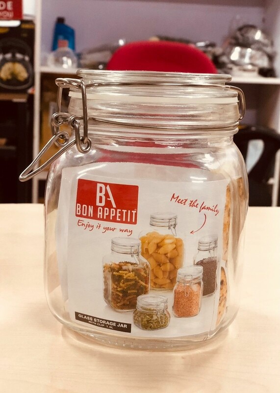 Bon Appetit Glass Clip Jar 1L with Clip lock Allows jar to stay airtight
