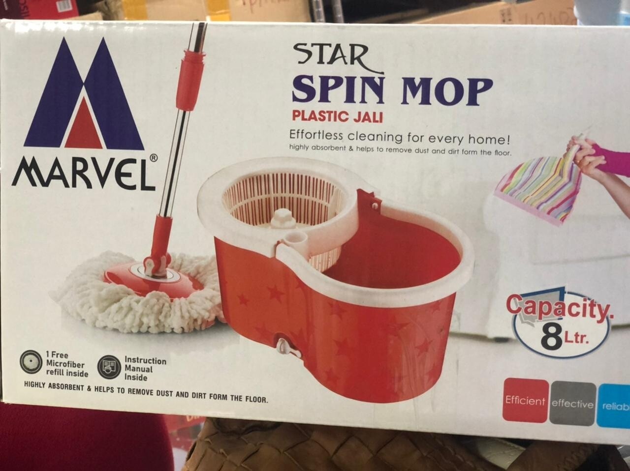 Star Spin Mop & Bucket Set - Easy Wheels, Big Bucket, 2 Microfiber Refills