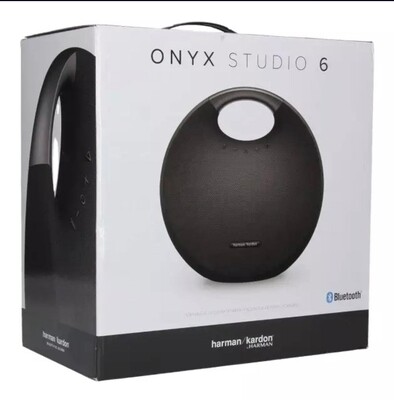 Harman Kardon Onyx Studio 6 Wireless Bluetooth Speaker - IPX7 Waterproof Extra Bass Sound System with Rechargeable Battery and Built-in Microphone - Black