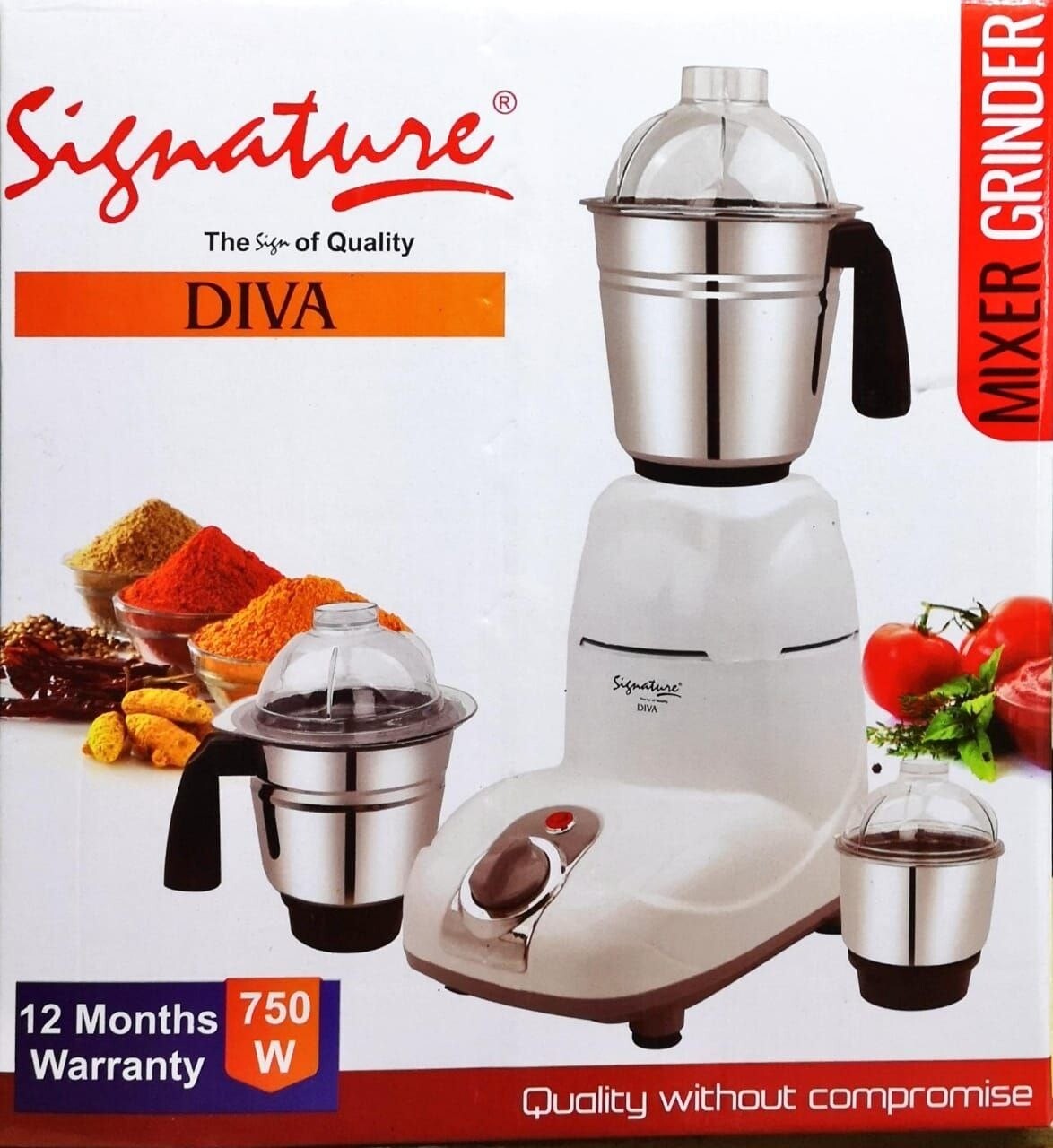 Signature mixer &amp; grinder 750ml stainless steel 3 bowls