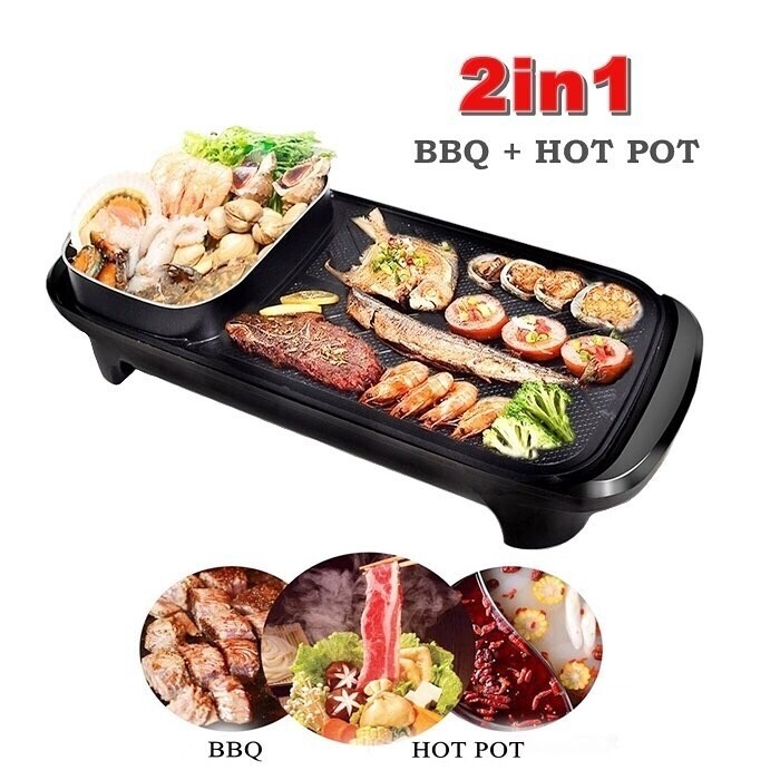 Goldhorse Electric multifunction electric baking pan griddle grill. 2 in 1Barbecue grill