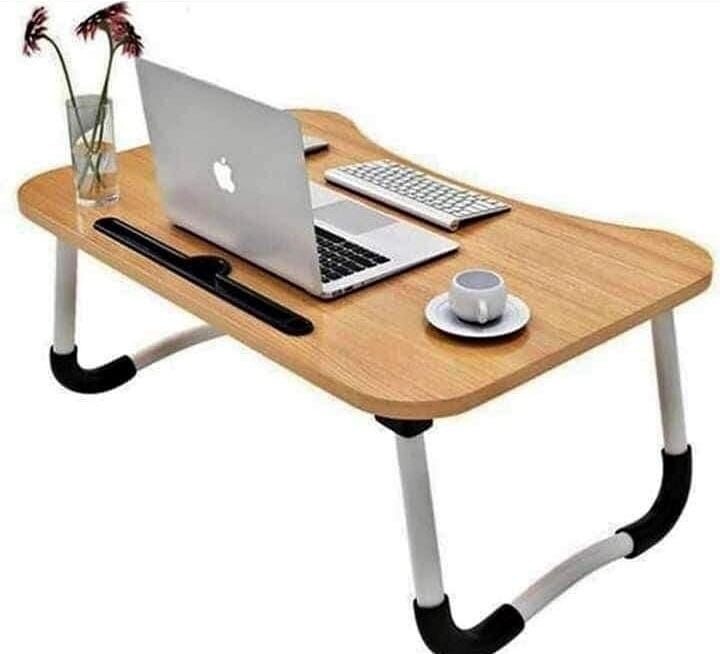 Multipurpose foldable portable laptop desk with cup slot tablet slot Colours: Wood brown