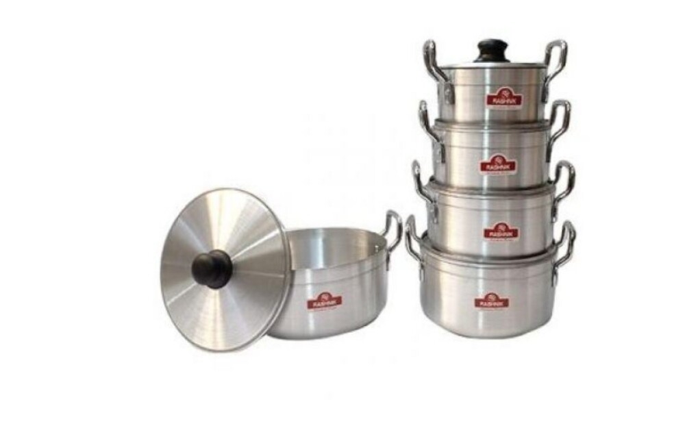 Rashnik 5 pcs stainless aluminium cooking pots 16-24cm black knob RN4852