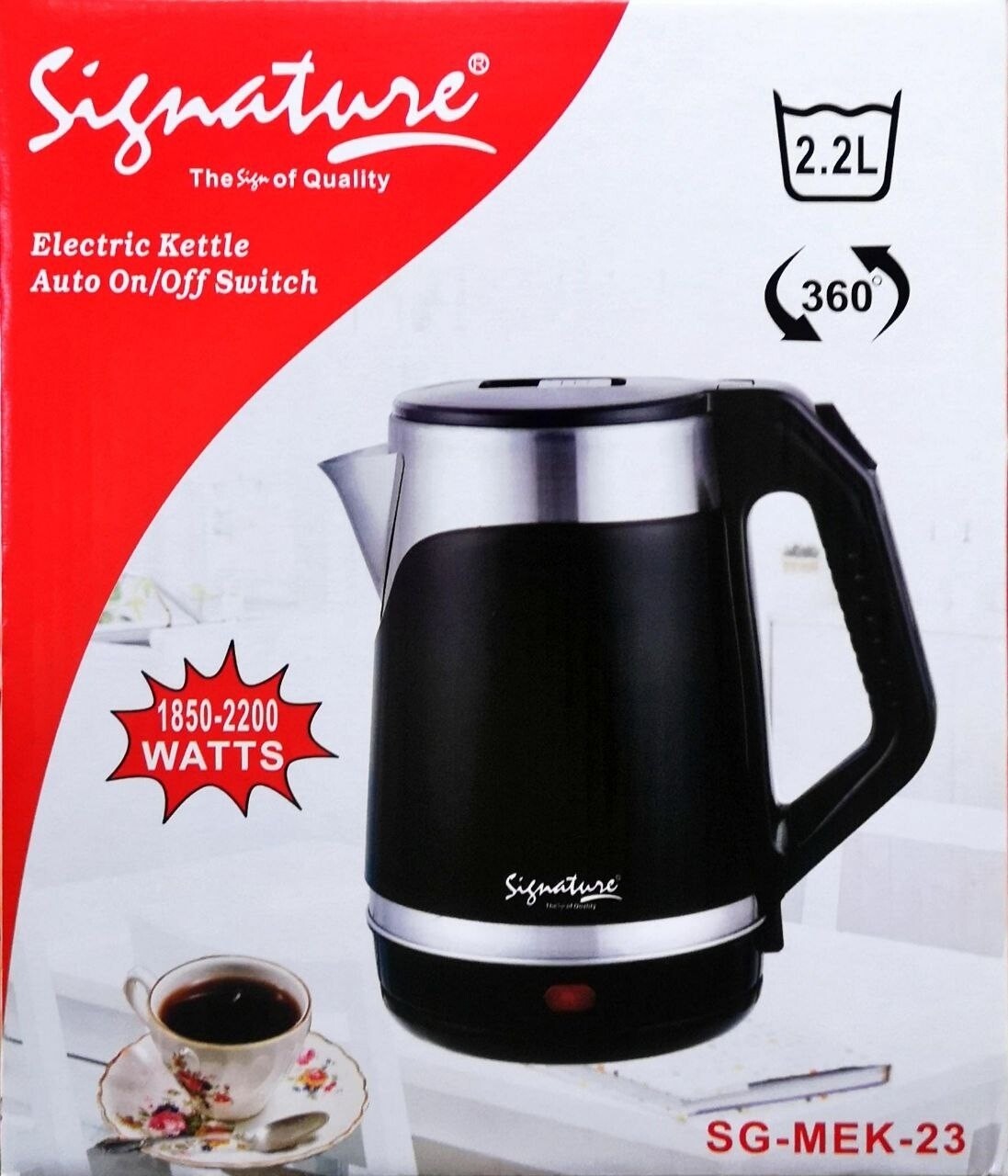 Signature electric kettle 2.2L auto on and off switch SG-MEK-23