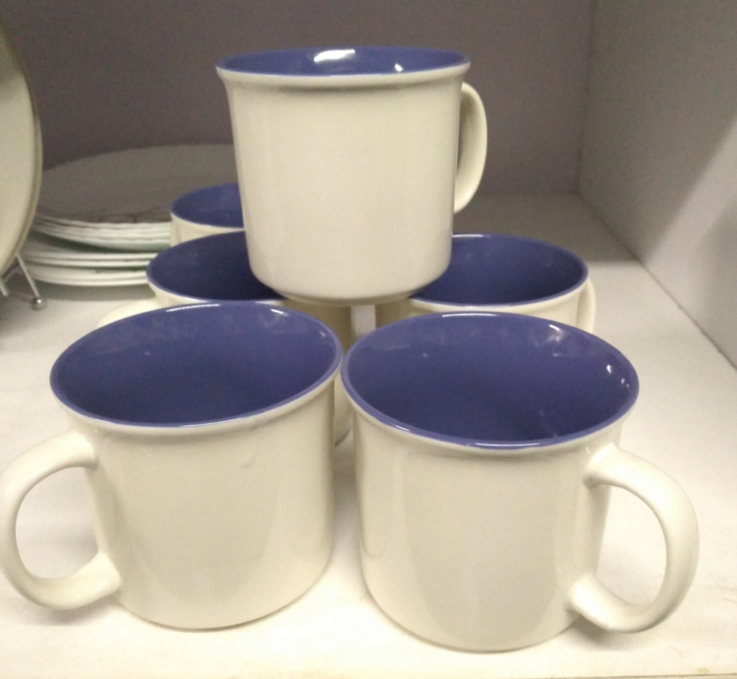 Sbest Mug outer white blue inside set of 6
